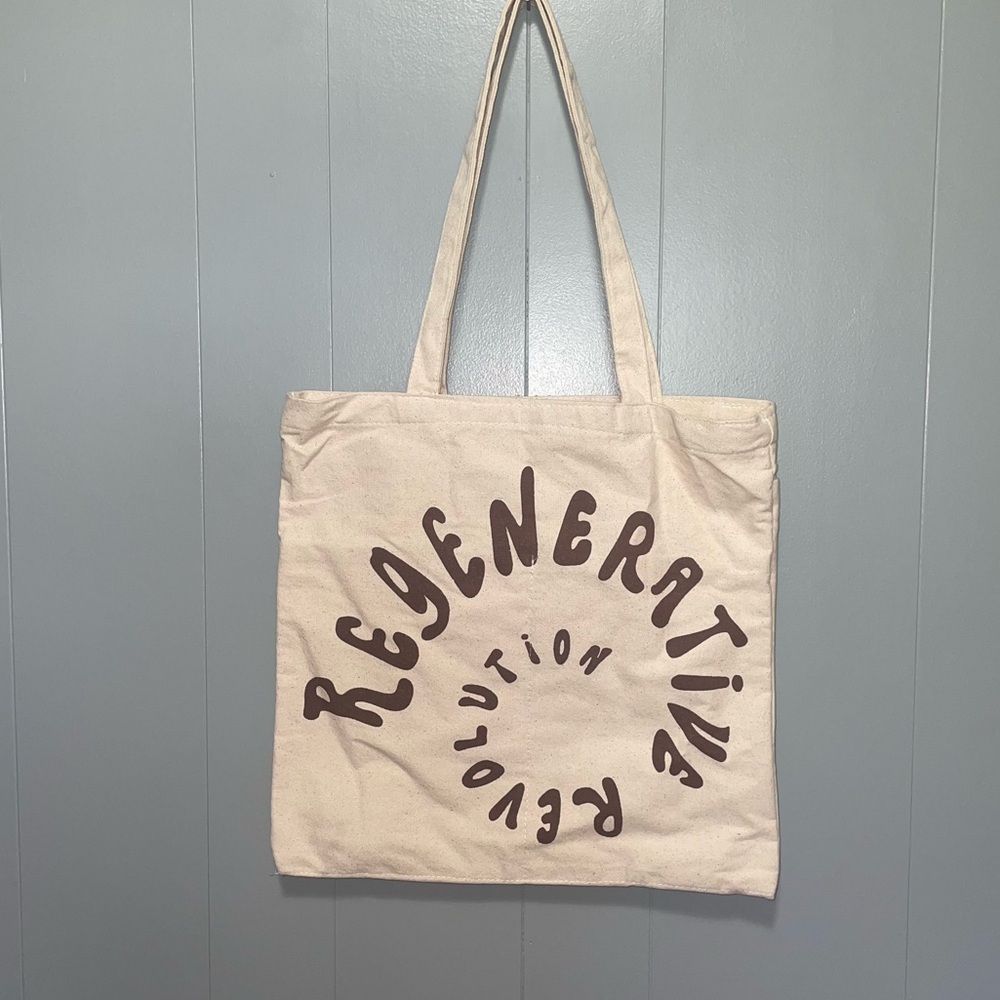 Christy Dawn Regenerative Revolution Canvas Tote Bag Cream and Brown - Picture 2 of 5